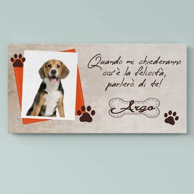 Quadro personalizzato con foto del tuo cane e nome su tela