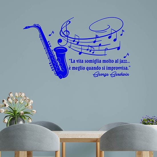adesivi murali musica jazz stickers con frase
