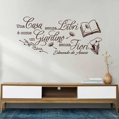 Frase adesiva da muro sui libri