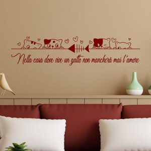 Adesivi da parete frase gatti per arredare