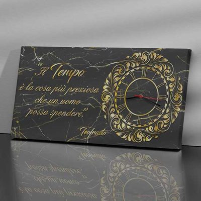 Orologio da parete su tela moderna con frase