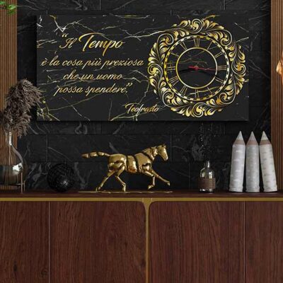 Orologio da parete su tela moderna con frase stampata