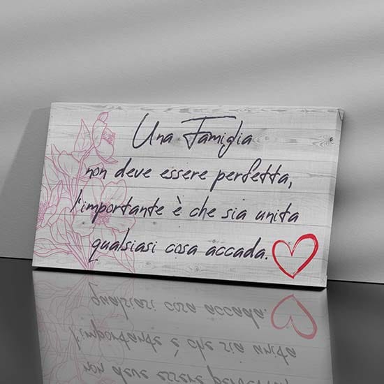 Quadri shabby chic con frase sulla famiglia su tela