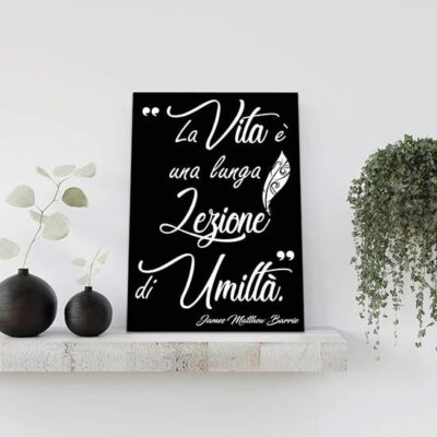 Quadro bianco e nero su tela con scritta