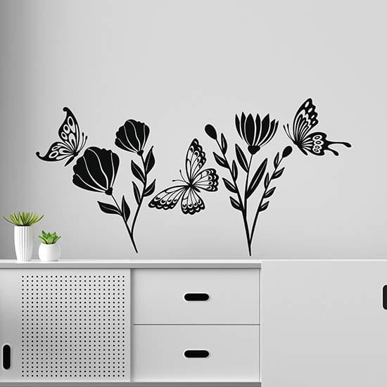 Adesivi da muro fiori e farfalle decorazioni murali