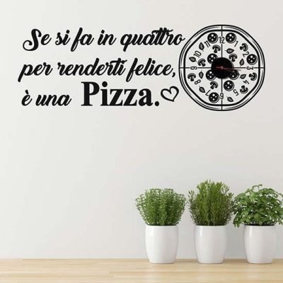 Orologio da parete con frase pizza