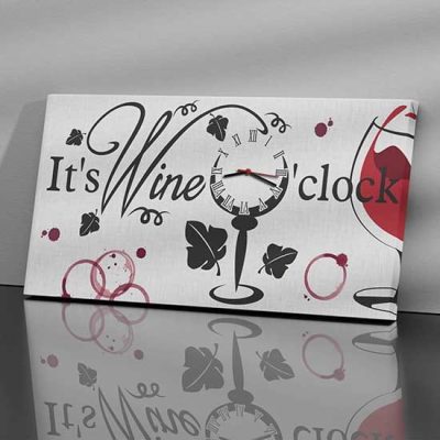 Orologio da parete con frase vino su tela