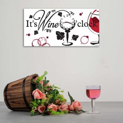 Orologio da parete con frase vino su tela da appendere