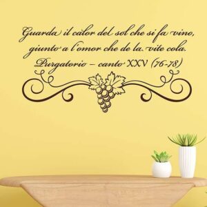 Frase adesiva sul vino di Dante, adesivi da parete