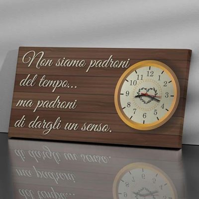 Orologio da parete personalizzato con frase stampata su tela