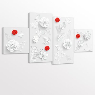 Quadri bianchi con fiori su tela da appendere