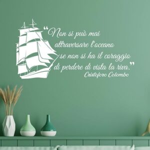 Frase motivazionale adesiva di Cristoforo Colombo adesivi murali