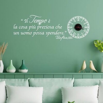 Orologio da parete con citazione adesiva murale