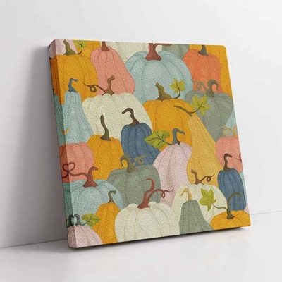 Quadro moderno su tela per cucina dipinto con zucche