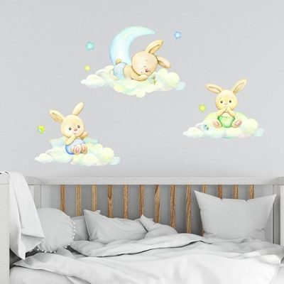 adesivi murali bambini con coniglietti per la cameretta