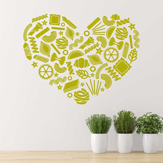 Adesivi murali pasta italiana decorazioni adesive