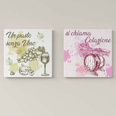 Quadri su tela per cucina con scritte sul vino da appendere