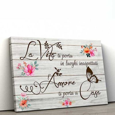 Quadro shabby con frase stampata su tela