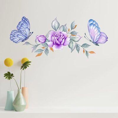 Adesivi da parete farfalle dipinte con fiori