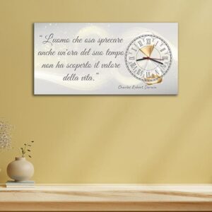Orologi da parete con frase di Darwin su tela moderna