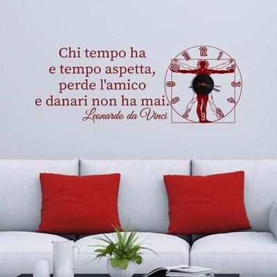 Orologio da parete con frase di da Vinci decorazione adesiva