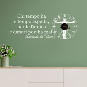 Orologio da parete con frase di da Vinci per arredare