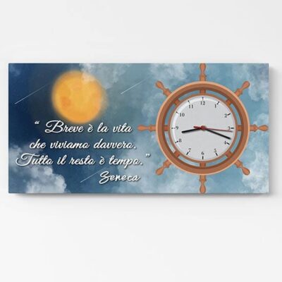 Orologio da parete su quadro con frase