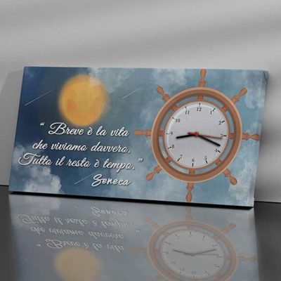 Orologio da parete su quadro con frase di Seneca
