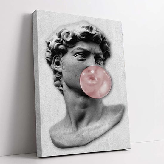 Quadro moderno David con bubble gum su tela