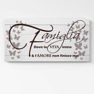 Quadro shabby con frase famiglia