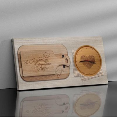 Orologio da parete per cucina su tela con scritte