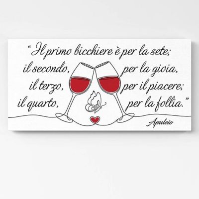 Quadro moderno su tela con frase sul vino