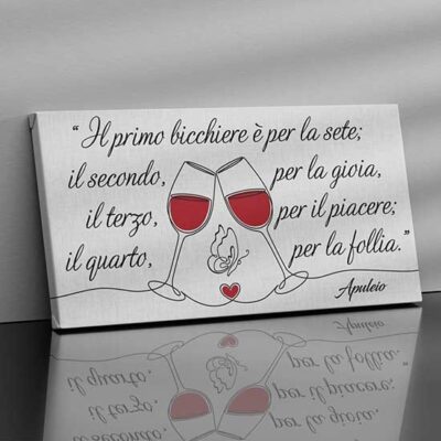 Quadro moderno su tela con frase sul vino da appendere