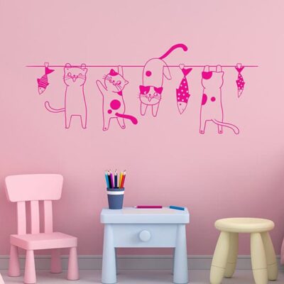 adesivi murali gatti appesi wall stickers bambini