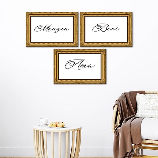 Quadri con scritte stampati su tela