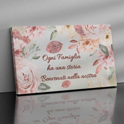 Quadro con fiori e frase per la famiglia