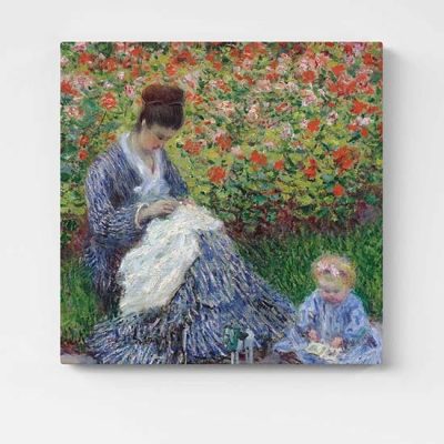 Quadro famoso su tela Camille Monet con un bambino