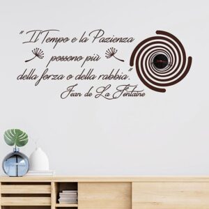 Orologio da parete di design con citazione adesiva di Jean de La