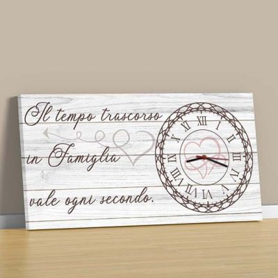 Quadro orologio da parete per la famiglia su tela