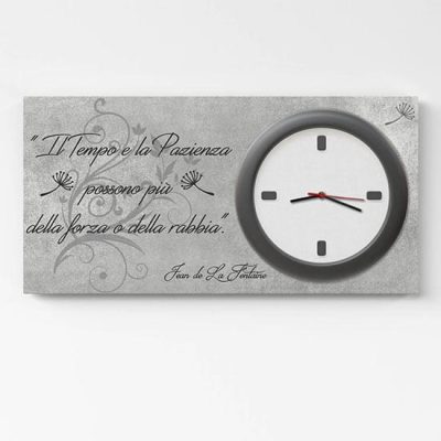 Orologio da muro con frase su tela