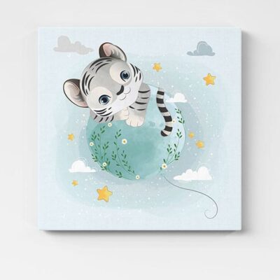 Quadretto per bambini arredo cameretta tigre su tela