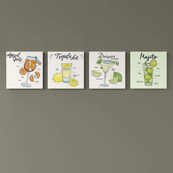quadri cocktail bar su tela