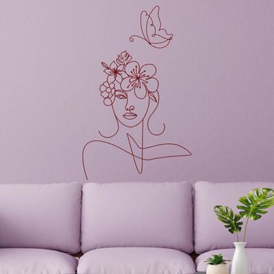 Disegno adesivo artistico da parete bordeaux