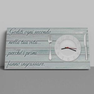 Orologio da parete per cucina con frase divertente su quadro