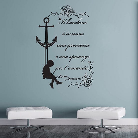 Decorazione adesiva con frase di Maria Montessori