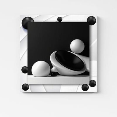 Quadro 3d bianco e nero su tela arte moderna