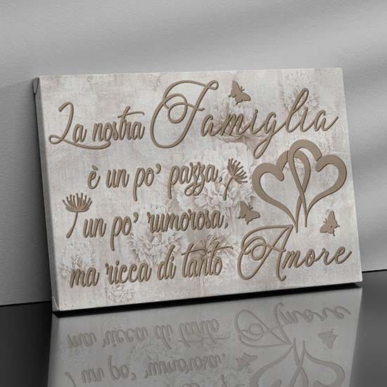 Stampa su tela shabby con frase famiglia