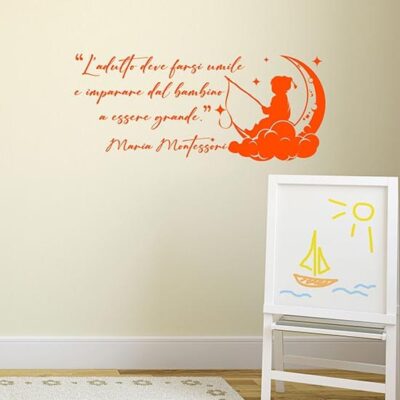 Frase Montessori adesiva da parete stickers per bambini