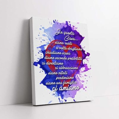 Quadro con scritte su tela per la famiglia