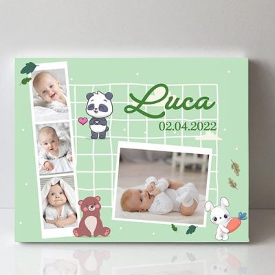 Quadro nascita personalizzato con foto del bambino